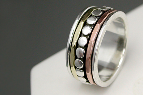 Silver brass and copper spinning ring from POM Boutique