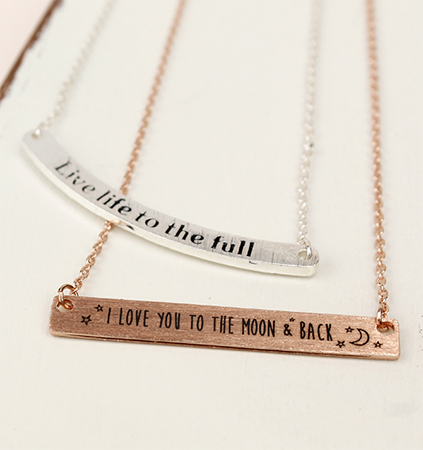 Engraved affirmation jewellery from POM Boutique