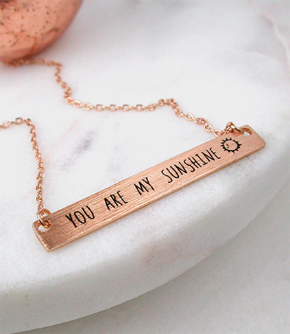 enrgaved rose gold necklaces