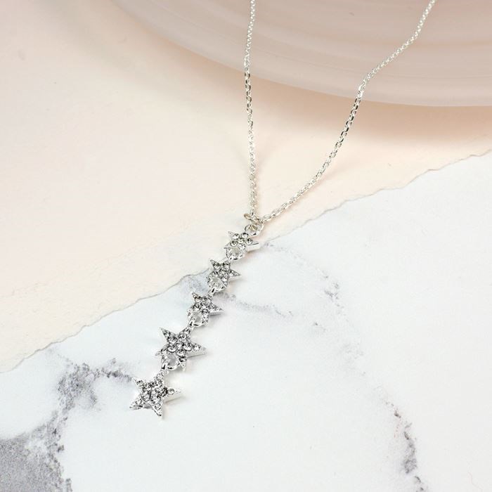 silver multi star necklace