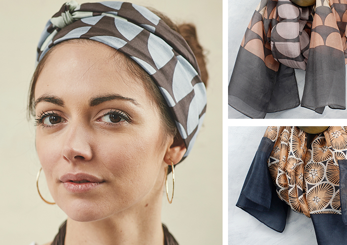 Printed silk scarves from POM Boutique